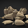 Household Storage Burlap Sacks With Beans Grains And Various Dry Goods
