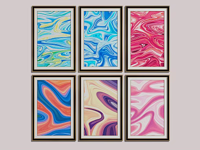 Modern abstract painting Hanging painting Colorful abstract art 3d model