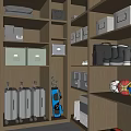 Modern Wooden Locker With Layered Storage For Boxes Shoes And Sports Balls
