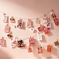 Photo Wall With Colorful String Cards Featuring Warm Style And Decorative Text