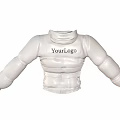 Stylish White Jacket Design With Front Zipper And Circular Logo Details 3d model