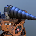 Spiked Brown Orange Mech Robot Game Movie Character With Horned Head And Sharp Legs