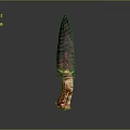 Ancient Textured Stone Spearhead Weapon with Sharp Pointed Blade and Wooden Handle Wrapped in Cord