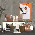 Warm Tones Throw Pillows With Geometric Striped Patterns In Living Room Decor