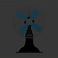 Modern Electric Table Fan With Blue Blades Black Base And Metal Mesh Cover
