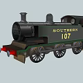 Vintage Southern 107 Steam Train With Classic Black Green Exterior Metal Wheels And Chimney