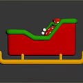 Doll Sleigh with Red Body Green Seat White Balls and Red Star Patterned Cushion