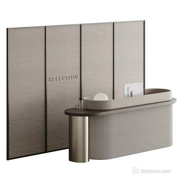 Modern Reception Desk With Elegant Panel Background And Minimalist Design Elements 3d model 