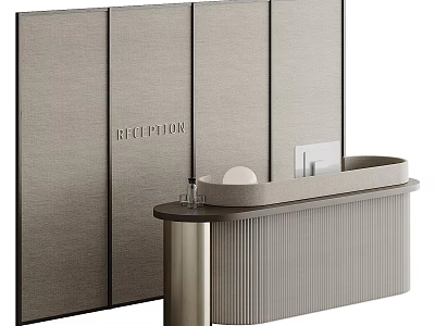 Modern Reception Desk With Elegant Panel Background And Minimalist Design Elements 3d model