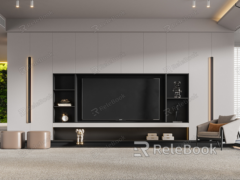 Modern TV background wall model