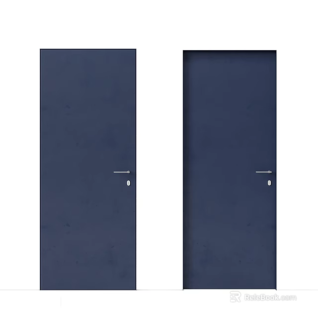 Dark Blue Swing Doors with Simple Design for Modern Home Interior 3d model