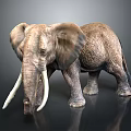 Detailed Elephant With Large Ears And Ivory Tusks Standing On Dark Background 3d model