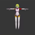 Game Movie Character With Yellow Hair White Yellow Outfit Red Accents 3D Model Design