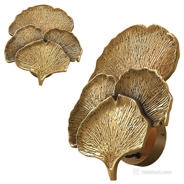 Golden Ginkgo Leaf Shaped Wall Decor Pieces 3d model
