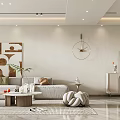 Modern Living and Dining Room Interior With Light-colored Walls Sofa Coffee Table And Wall Art