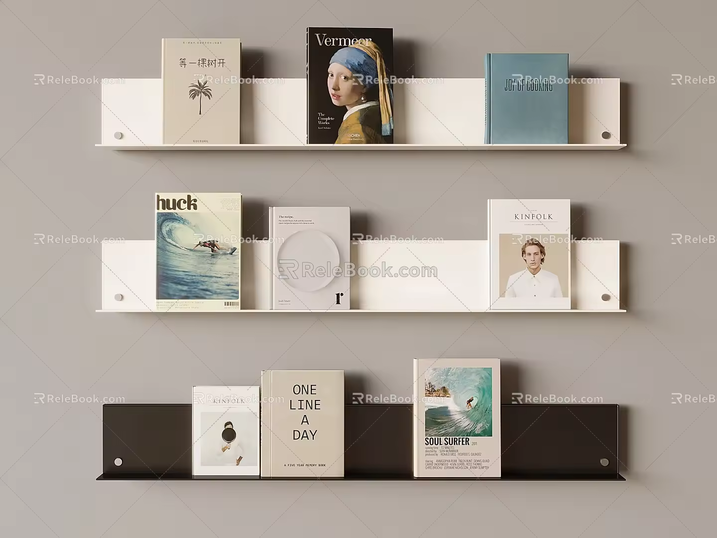 Nordic Bookshelf Storage Rack Wall Hanging Bookshelf Wall Hanging Bookshelf Partition Board Bookshelf Books 3d model