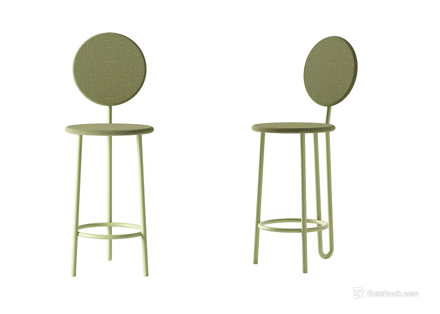 Minimalist Bar Stools With Round Backrests Metal Frames And Comfortable Round Seats 3d model