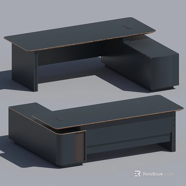 Modern Office Desk Design With Drawer Storage And Extended Surface 3d model 