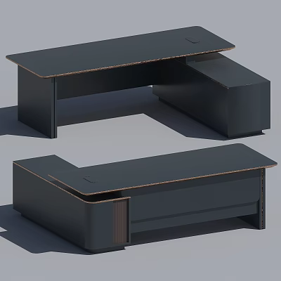 Modern Office Desk Design With Drawer Storage And Extended Surface 3d model
