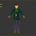 3D Military Figure In Blue Uniform With Yellow Stripes Medals And Cap