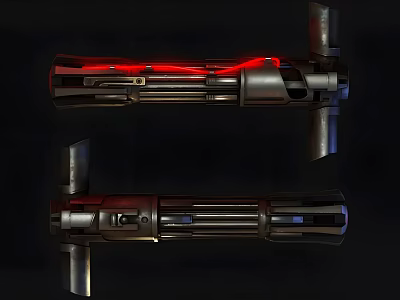 Futuristic Sci Fi Weapon With Red And Blue Glowing Elements And Metallic Structure 3d model