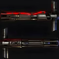 Futuristic Sci Fi Weapon With Red And Blue Glowing Elements And Metallic Structure