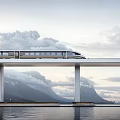 High-speed rail city light rail 3d model