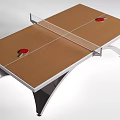 Professional Table Tennis Table With Wooden Tabletop White Net Red Paddles And Metal Legs