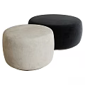 Modern Round Black And Beige Upholstered Ottoman Stools For Living Space