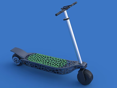 Modern Electric Scooter Design With Green Honeycomb Pedal And Black White Frame 3d model