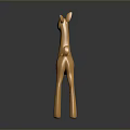 Decorative Golden Metallic Deer Figurine With Glossy Surface And Reflective Base