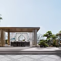 Modern Two Story Detached Villa Exterior With Balcony Courtyard Outdoor Seating And Trees