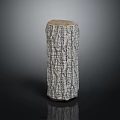 Wood And Stone Cylindrical Decorative Piece Featuring Textured Surface For Interior Decoration