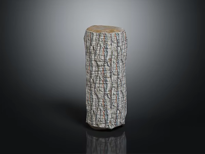 Wood And Stone Cylindrical Decorative Piece Featuring Textured Surface For Interior Decoration 3d model