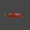 Shiny Silver Metallic Flying Saucer Object Floating On Blue Background