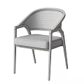 Modern Minimalist Leisure Chairs With Rattan Backrest Wooden Frame And White Cushion