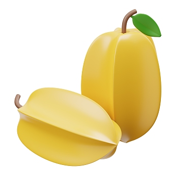 Modern Carambola Cartoon Fruit 3d model