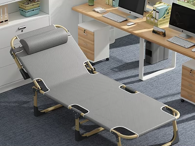 Gray Folding Recliner Chair For Office Rest With Breathable Material And Metal Frame 3d model