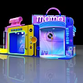Momo Themed Art Installation With Blue Pink Design Game Center And Photo Booth