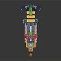 Colorful Pixelated Blocky Weapon Structure With Vibrant Multicolored Cubes Design 3d model