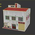 Modern Commercial Complex With Red Roof White Exterior Windows And Roller Shutter Entrance
