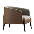 Modern Single Seater Sofa With Gray and Brown Fabric Armrest and Black Slim Legs Design