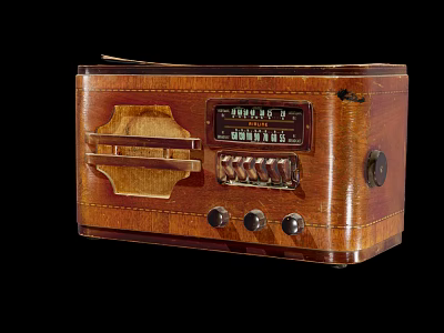 Vintage Wooden Radio Speaker With Classic Knobs Dial And Retro Design Elements 3d model