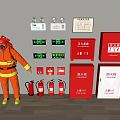 Essential Fire Equipment Collection With Firefighter Uniform Extinguishers Hydrant Box And Signs 3d model
