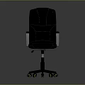 Modern Black Leather Office Chair With White Armrests And Yellow Casters