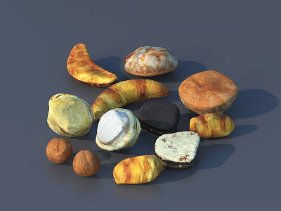 Assorted Freshly Baked Bread and Pastries with Different Shapes Colors Textures on Gray Background 3d model