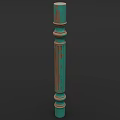 Teal Worn Wooden Columns With Classic Design And Textured Surface