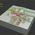 Detailed 3D Urban Model Scene With Buildings Roads Trees And Layout Design