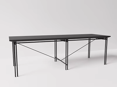 Modern Black Office Desk With Sturdy Metal Frame And Smooth Surface For Workspace 3d model