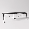 Modern Black Office Desk With Sturdy Metal Frame And Smooth Surface For Workspace